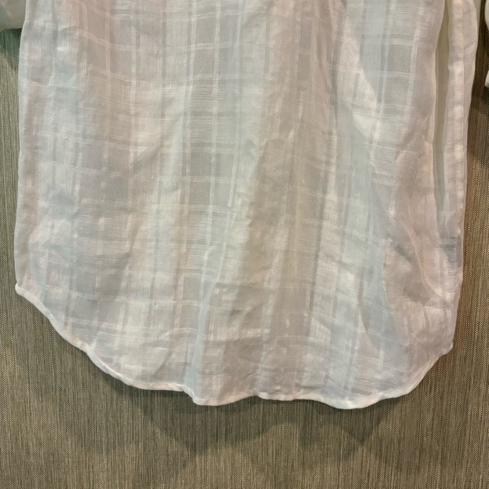 LAUREN Ralph Lauren Linen White Plaid Loose Oversized Fit Button Blouse Size S - Picture 7 of 10